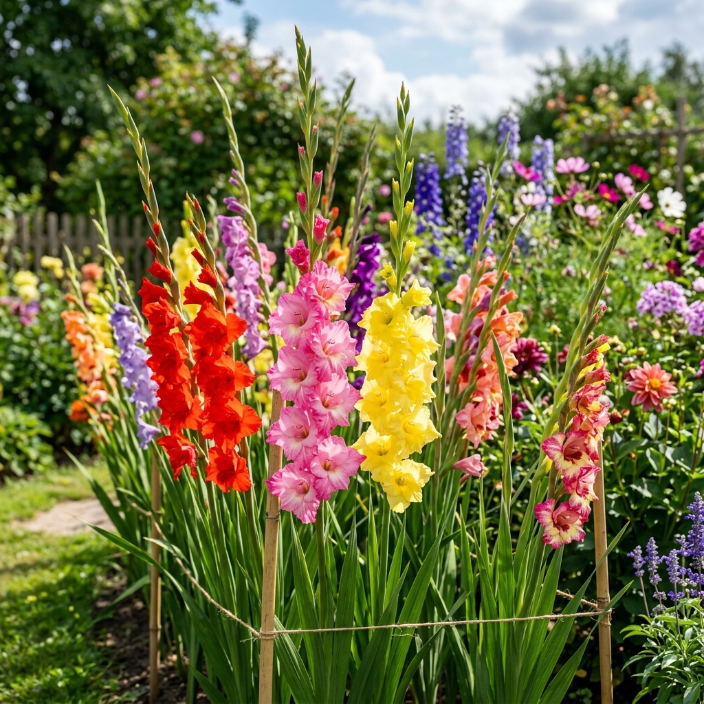 Farbenfrohe Gladiolen