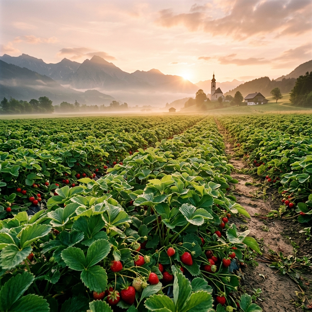Frische Erdbeeren auf dem Feld