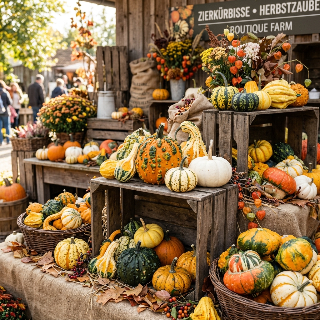 Bunte Zierkürbisse Arrangement